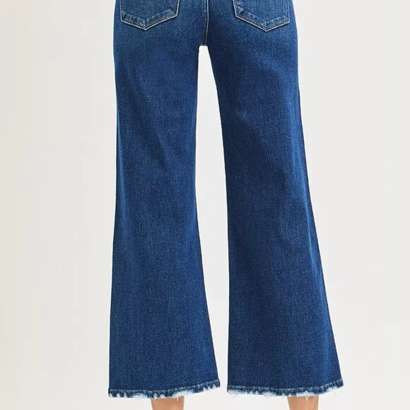 RISEN Tummy Control 4 Way Stretch High Rise Crop Wide Leg Jeans - Picture 5 of 7